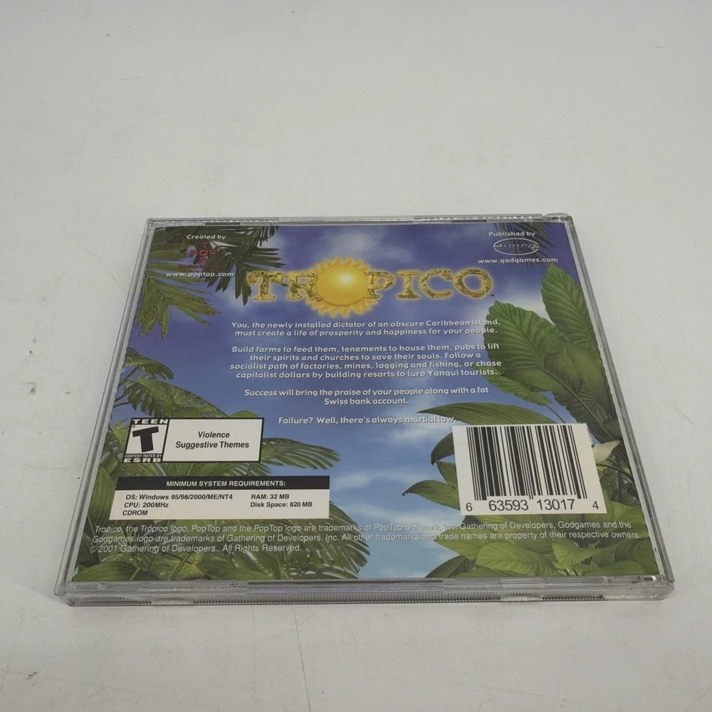 Tropico (PC, 2001) Box And Game Top pop Take two Athering Sim